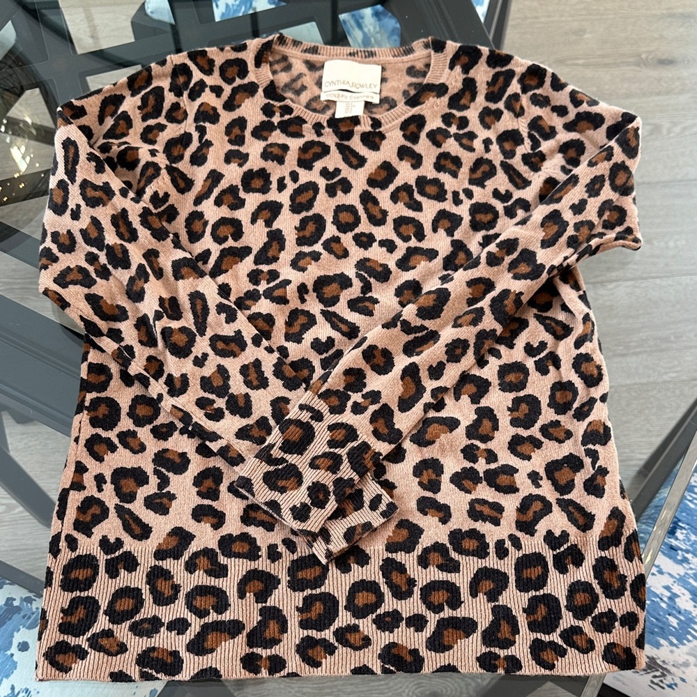 Cynthia Rowley Cashmere Brown Leopard Print Sweater
